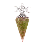 Triple Moon Pentacle Orgone Pendulum Pendant Resin Crystal Dowsing Charm for Wicca & Spiritual Jewelry