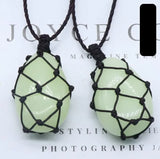 Natural Crystal Woven Net Necklace  Adjustable Braided Cord Stone Holder Pendant, Handmade Netted Cage for Tumbled Gemstone Reiki Healing Jewelry