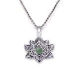 Stainless Steel Vintage Link Chain Custom Jewelry Bohemian Style Lotus Flower Jewelry for Women Necklace