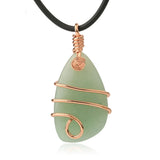Copper Wire Wrapped Tumbled Natural Crystal Pendant, Irregular Raw Gemstone Healing Necklace Charms for Women Jewelry Making