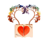 Handmade Heart-Shaped Double Citrine Crystal Tree | Love Theme Feng Shui Copper Wire Gemstone Decor with Ceramic Base for Couple Gifts