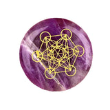 Sacred Geometry Metatron's Cube Stone | 25mm Natural Crystal Grid Stone Meditation & Chakra Healing