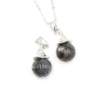 Antique Silver Witch Hat Natural Crystal Sphere Pendant Necklace, Mini Wizard Cap Round Gemstone Chakra Healing Jewelry for Halloween Christmas Gift
