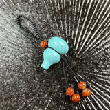 Natural Agate Crystal Gourd Keychain, Hand Braided Cord Lucky Hulu Charm Wealth Prosperity Safety Bag Pendant for Men Women