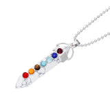 7 Chakra Crystal Point Pendant, Natural Stone Double Terminated Crystal Wand Pendant Chakra Healing Jewelry
