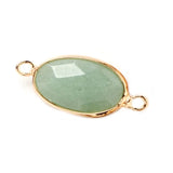 Oval Faceted Natural Gemstone Connector Charms Gold Plated Double Loop Pendant for Bracelet Necklace Jewelry Making DIY Craft