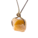 Natural Raw Crystal Rough Stone Pendant Necklace, Irregular Gemstone Hand Knotted Brown Rope Choker for Unisex
