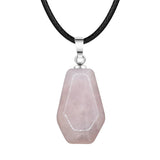 30mm Natural Crystal Coffin Pendant Necklace, Gothic Healing Stone Charm for Halloween