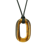 Natural Crystal Oval Ring Necklace, Solid Gemstone Open Center Token Pendant, Meaningful Minimalist Everyday Protection Talisman Gift