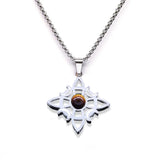 Stainless Steel Witch’s Knot Gemstone Necklace  Celestial Moon Goddess Pendant - Wiccan Protection Jewelry for Women & Men