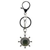 Retro Silver Ship Steering Wheel Key Ring • Classic Japanese Aesthetic Crystal Holder Clip • Heavy-Duty Swivel Lobster Clasp Backpack Charm Gift