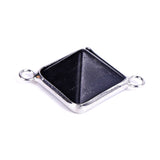 Silver Bezel Double Loop Mini Pyramid Crystal Connector Charm, 16×16mm Natural Gemstone Pyramid Link for DIY Bracelet Necklace Making