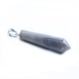 Natural Stone Hexagonal Column Pendant Necklace Carved Healing Pointed Quartz Crystal Wand Amulet with 18 Inch Black Cord Spiritual Jewelry Gift