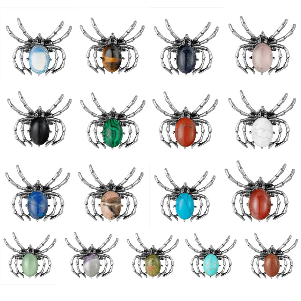 Spider Brooches for Women Men,Clothes and Bags Decoration Ornament Love Friendship Buddies,Gemstone Pendant Necklace Balance