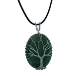 50mm Natural Tiger Eye Tree of Life Pendant Necklace, Silver Wire Wrapped Healing Crystal