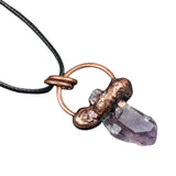 Raw Crystal Point Pendant Necklace - Antique Copper Wrapped Rough Citrine, Amethyst, Kyanite Quartz Natural Stone Witchy Jewelry Gift