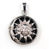Platinum Gemstone Pendants key chain with Brass Findings Flat Round with Sun & Moon for Jewelry Making For Men and Women