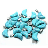 13×18mm Natural Crystal Moon Pendant, Healing Chakra Gemstone Charms for Jewelry Making