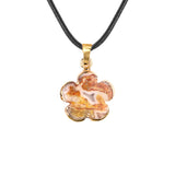 Natural Crystal Flower Pendant Necklace Gold Plated Edge Healing Gemstone Jewelry for Women