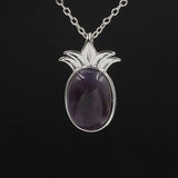 Crystal pineapple Pendant Pineapple 18K Rose/White/Yellow Gold Plated Dainty Opal Necklace & Anchor Chain, White