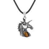 Stainless Steel Unicorn Pendant Necklace with Natural  Gemstone - Mythical Animal Jewelry for Men & Women