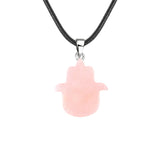 50×57mm Natural Crystal Hamsa Hand Pendant | Evil Eye Carved Gemstone Necklace for Protection