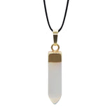 Multi‑Style Natural Stone Point Pendant, Gold Plated Cap Crystal Obelisk Charm, Boho Spiritual Necklace Pendant for Women
