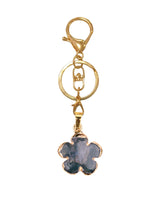 Natural Crystal Flower Keychain Gold Plated Healing Stone Keyring Flower Pendant Bag Charm for Women Jewelry Gift