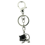 Healing Crystal Rose Quartz Semiprecious Stone Crafts Charm Cat Pendant Keychain for Women and Men