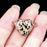 13MM Gemstone Heart Pendant Connector for Making Jewelry Wrapped Gold Plated