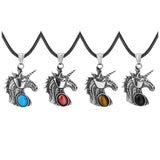 Stainless Steel Unicorn Pendant Necklace with Natural  Gemstone - Mythical Animal Jewelry for Men & Women
