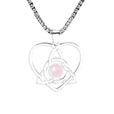 Stainless Steel Celtic Knot Heart Necklace Gemestone Triquetra Symbol Pendant - Eternal Love Spiritual Jewelry for Women & Men