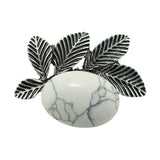 Natural Healing Stone & Antique Silver Leaf Brooch Pendant - Dual Use Statement Charm