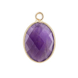 Oval Faceted Natural Gemstone Pendant Charms Gold Plated Bezel Wrapped Crystal Pendant for Jewelry Making DIY Necklace Earrings