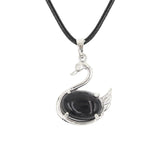 Graceful Swan: Handcrafted Natural Crystal Pendant Necklace • Premium Copper Bird Totem Amulet • Adjustable Black Cord Choker for Women Men
