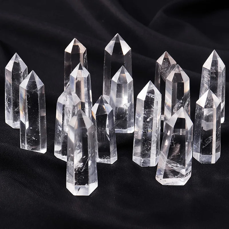 Natural Clear Quartz Crystal Point Tower Polished Single Terminated Obelisk Crystal Wand for Home Decor Meditation Crystal Collection Gift