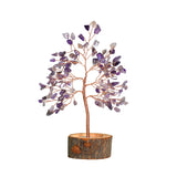 Handmade Natural Crystal Tree | Solid Wood Base Healing Gemstone Tree with Amethyst Rose Quartz Tiger Eye | DIY Home Decor Crafts Spiritual Gift Souvenirs