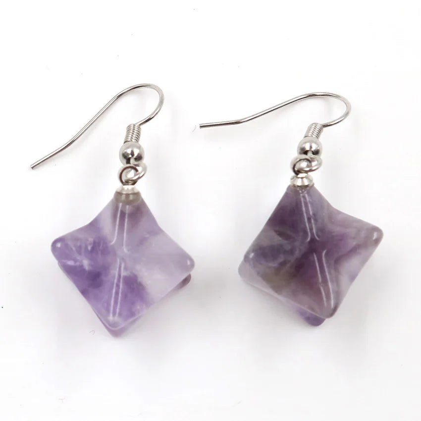 Fashion New Agate Crystal David Star Merkabar Pendulum Necklace Earrings Craft Gemstones For Decoration