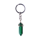 Natural Hexagonal Crystal Point Keychain, Silver Plated Wrap Chakra Healing Gemstone Keyring, Reiki Crystal Stone Charm Key Chain Gift by JOYA GIFT