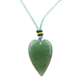 4cm Natural Crystal Long Heart Pendant Necklace | Polished Gemstone Teardrop Heart with Adjustable Cord