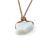 Natural Raw Crystal Rough Stone Pendant Necklace, Irregular Gemstone Hand Knotted Brown Rope Choker for Unisex