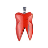 32mm Natural Crystal Tooth Pendant | Hand-Carved Gemstone Tooth Charm Necklace for Reiki Healing