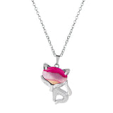 20×30mm Natural Crystal Fox Head Pendant Necklace, Healing Gemstone Beads for DIY Jewelry