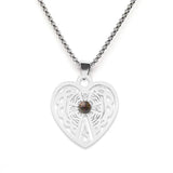Vintage Stainless Steel Heart Pendant Necklace with Natural Green Aventurine - Celtic Knot Carved Heart Jewelry - Spiritual Protection Gift for Women & Men