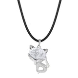 20×30mm Natural Crystal Fox Head Pendant Necklace, Healing Gemstone Beads for DIY Jewelry