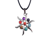 7 Chakra Mixed Metal Pendants, Silver‑Plated Alloy Chakra Stone Charms, Om Tree of Life Infinity Symbol Reiki Yoga Spiritual Jewelry for Necklace Making
