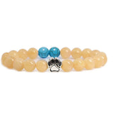 Natural Stone Stretch Beaded Bracelet with Turquoise Accent & Heart Charm Chakra Energy Healing Elastic Bracelet for Women Stacking Jewelry