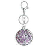 Sterling Silver Owl Tree of Life Gemstone Pendant Key chain with Round stones pendant For Women and men for Jewelry Making