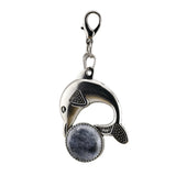 Bohemian Silver Marine Dolphin Key Ring • Cute Sea Animal Crystal Sphere Holder Charm • Unisex Beach Summer Theme Key Holder Clip Gift