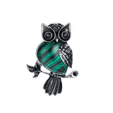 Boho Animal Totem Owl Pendant Necklace, Vintage Antique Silver‑Tone Metal Owl Inlaid Natural Gemstone with Black Cord, Wisdom Symbol Spiritual Necklace